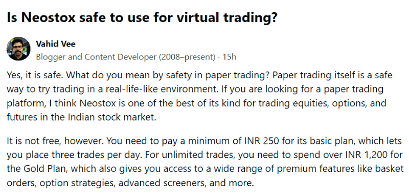 Is Neostox safe to use for virtual trading